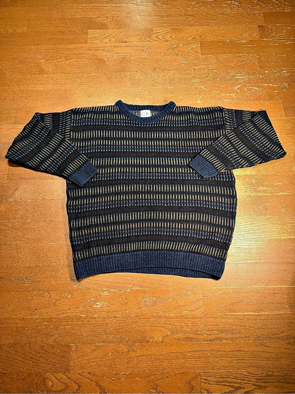 Vintage Multicolored Lined Knitted Sweater